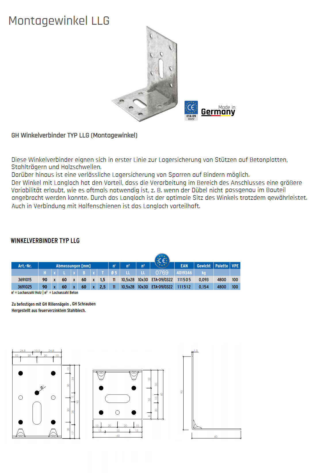 Winkelverbinder Typ 50/80, GH Holzverbinder