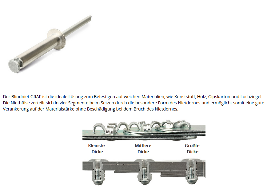 KÜWI - Spreiznieten Flachkopf, Aluminium-Stahl 4,8x10 K:0,5-4: …