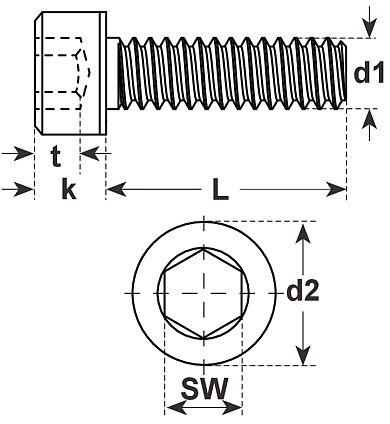 Zylinderkopfschraube Zollgewinde 3/8x1 (ähnl. DIN 912)