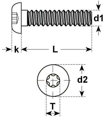 KÜWI - Linsenschrauben mit TX, DIN7985A-TX ISO14583 A2 rostfrei M1,6x5/5: …