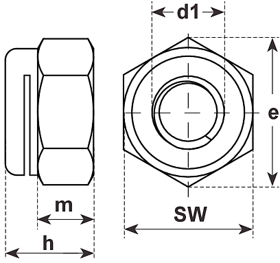 M10x1,5 selbstsichernde Mutter blank verzinkt SW17 niedrige Form DIN 985