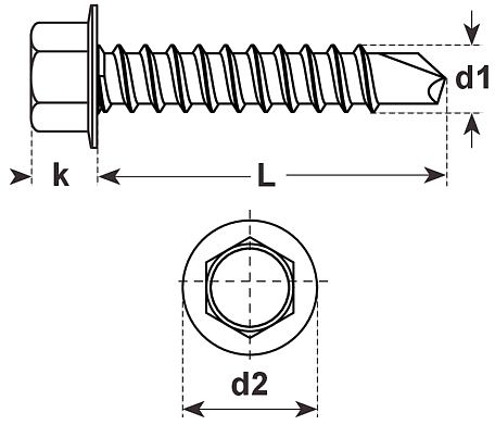 DIN 7504 Edelstahl A2 Form K 5,5x19 - Bohrschrauben Sechskant-Flanschkopf